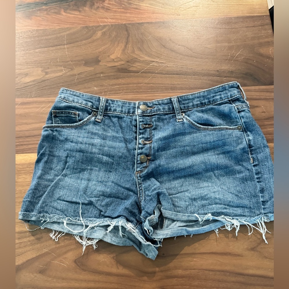 Universal Thread Womens Denim High Rise Shortie Button Fly Blue‎ Jean Shorts 8